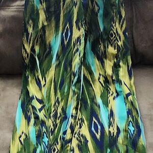 IMAN Green, Teal & Navy Printed Maxi Skirt
